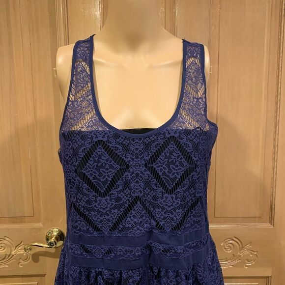 ANTHROPOLOGIE Dark Blue  Lace Slip Dress Size Small M By Eloise NWT - Picture 4 of 6